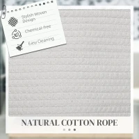 HOMCOM 88L Cotton Rope Laundry Basket, with Handles - Cream White(m-4)