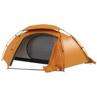 Outsunny Aluminium Frame Camping Tent Dome Tent with Removable Rainfly, 2000mm Waterproof, for 1-2 Man, Orange(m-1)