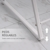 HOMCOM Bureau Informatique Design Contemporain Plateau Verre trempé décor New-York châssis métal Blanc(m-5)