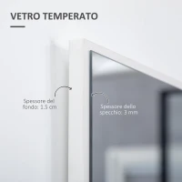 kleankin Specchio da Bagno Rettangolare in Truciolato e Vetro con Design a Parete, 104x60 cm, Bianco e Argento(m-5)