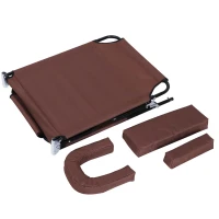 Outsunny Outdoor Folding Sun Lounger with Face Hole, 4 Level Adjustable Backrest Reclining Garden Lounger, Garden Recliner Sunbed with 600 D Oxford Cloth Seat and Pillow for Beach, Brown(m-9)