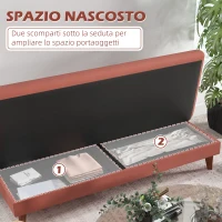 HOMCOM Divano Letto 3 Posti con Schienale Regolabile a 3 Livelli in Microfibra, 185x85x84cm, Arancione(m-6)