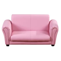 HOMCOM Canapé et Pouf Design Contemporain pour Enfants à partir de 3 Ans Rose(m-7)