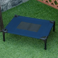 PawHut Cama Elevada para Perros Gatos Portátil Cama para Mascotas con Zona de Malla Transpirable y Tela Oxford para Interior Exterior 61x46x18 cm Azul(m-2)