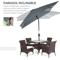 Outsunny Parasol inclinable rectangulaire aluminium polyester haute densité 3 x 2 m gris foncé(m-4)