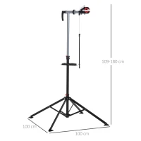 HOMCOM Pied d'atelier Pliable vélo réparation support pied de montage pivotant 360° hauteur réglable argent(m-3)