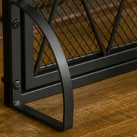 HOMCOM Grille de protection pour cheminée 120 x 79 cm - pare-feu pour cheminée ou poêle - pare-étincelles - barrière de sécurité - 3 volets pliables et porte - métal noir(m-8)