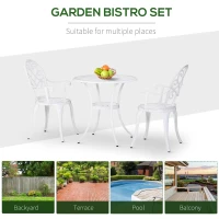 Outsunny Three-Piece Elegant Aluminium Garden Set - White(m-6)