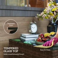 Outsunny 62 x 62cm Glass-Top Rattan Side Table - Brown(m-5)