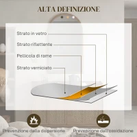 HOMCOM Specchio da Parete ad Arco 110x65cm con Cornice in Legno per Camera e Ingresso, Marrone Scuro(m-5)