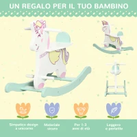 HOMCOM Cavallo a Dondolo per Bambini 1-3 Anni con Maniglie, Schienale e Pedali in MDF, 68L x 27P x 47.5A cm, Multicolore(m-4)