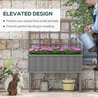 Outsunny 45 x 105cm Wooden Garden Planter, with Trellis - Grey(m-7)
