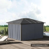 Outsunny Replacement Gazebo Curtains 4-Panel Sidewalls with Zipper for 3 x 3 (M) Yard Gazebos Canopy Tent, Dark Grey(m-10)