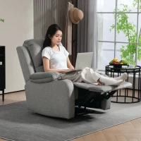 HOMCOM Microfibre Manual Reclining Armchair, with Footrest - Grey(m-2)