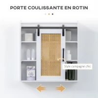 kleankin Ensemble de Meuble murale de salle de bain et Meuble de salle de bain sur pied - porte coulissante à galandage(m-6)