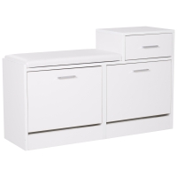 HOMCOM Scarpiera Moderna con Panca Imbottita per 12 Paia di Scarpe, Mobile da Ingresso con Scarpiera, Legno, Elegante, Capiente, 94,5x57x30 cm, Bianco