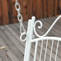Outsunny Garden Bench Outdoor Metal 2-Seater Swing Chair Hanging Hammock Garden Furniture Balcony White - 118Lx 58W x 57H cm(m-8)