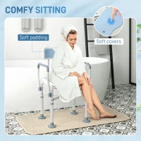 HOMCOM Aluminium Shower Chair, with Padded Seat - Light Blue(m-8)
