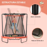 ZONEKIZ Cama Elástica Infantil Ø140 cm con Red de Seguridad Canasta de Baloncesto y 20 Bolas de Plástico Rojo(m-5)