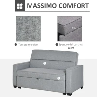 HOMCOM Divano Letto a 1 Piazza in Tessuto, Seduta 2 Posti e Schienale a 3 Reclinazioni, 154x87x89cm(m-6)