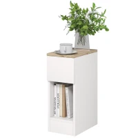 HOMCOM Mesita de Noche Moderna Mesilla de Noche con Cajón y Compartimento Abierto para Dormitorio Salón 20x30x50 cm Blanco(m-10)