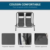 Outsunny Balancelle de Jardin 2 Places indépendantes 2 tablettes Supports Coussins Assise Dossier Grand Confort(m-6)