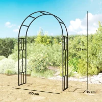 Outsunny Steel Garden Arch, 2.2m High x 1.5m Wide Metal Garden Trellis for Climbing Plants Roses Wisteria Vines, Outdoor Wedding Arch for Bridal Party Ceremony Decoration, Black(m-3)