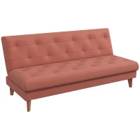 HOMCOM Divano Letto 3 Posti con Schienale Regolabile a 3 Livelli in Microfibra, 185x85x84cm, Arancione(m-1)