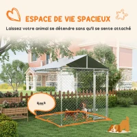 PawHut Chenil d'extérieur pour chiens - enclos parc 4m² avec auvent et porte verrouillable - Dim. 200L x 200l x 237H cm(m-5)