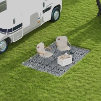 Outsunny 182 x 274cm Reversible Patterned Outdoor Rug, with Bag - Black/Grey(m-10)