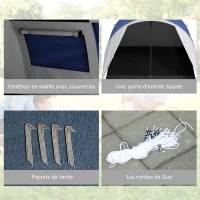 Outsunny Tente de camping familiale 3-4 personnes étanche légère ventilée facile à monter, dim. 390L x 315l x 188H cm(m-6)