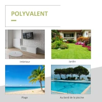 HOMCOM Bain de Soleil transat chaise longue jardin Grand Confort 195L x 68l x 31H cm Dossier inclinable Multi-Positions Aluminium Matelas épaisseur 10 cm crème résine tressée 4 Fils Noir(m-7)