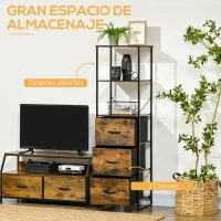 HOMCOM Estantería Librería con 3 Cajones de Tela Plegables para Oficina Estudio Dormitorio 44x40x155 cm Marrón Rústico(m-4)