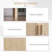 HOMCOM Buffet Meuble de Rangement Placard 3 Portes avec étagère réglable Effet cannage Style bohème - 136 x 41 x 70 cm(m-5)