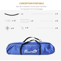 PawHut Lot de 4 pièces d'équipement agility - hooper agility - arceaux entrainement pour chien, obstacle avec sac de transport(m-6)