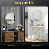 HOMCOM Espejo de Baño Redondo Ø60 cm Espejo Decorativo de Pared con Marco de Aluminio y Gancho Fácil Instalación  Dorado(m-5)