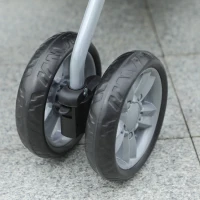 PawHut Dog Stroller with Rain Cover for Small Miniature Dogs, Folding Pet Pram with Cup Holder, Storage Basket, Reflective Strips, Grey(m-9)