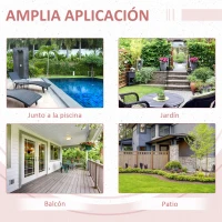 Outsunny Mesa de Terraza Exterior de Ratán PE Plegable con Patas Cruzadas y Marco de Acero para Patio Balcón 40x40x40 cm Natural(m-7)