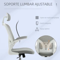 Vinsetto Silla de Oficina de Malla Giratoria con Altura Ajustable Reposabrazos Plegable Reposacabezas 65x64x114-122 cm Gris(m-7)