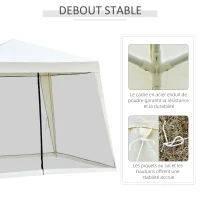 Outsunny Tonnelle barnum style colonial dim. 3L x 3l x 2,45H m 4 moustiquaires 2 zippées beige noir(m-5)