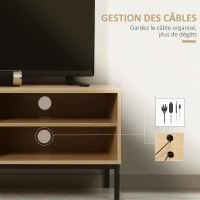 HOMCOM Meuble TV max. 50 pouces 3 compartiments 2 passe-câbles avec porte coulissante - dim. 120L x 39,5l x 46H cm(m-6)