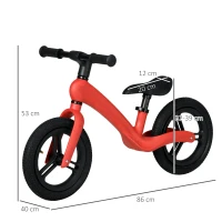 AIYAPLAY 12" Balance Bike, Lightweight No-Pedal Training Bike for Children with Adjustable Seat, Rubber Wheels - Red(m-3)