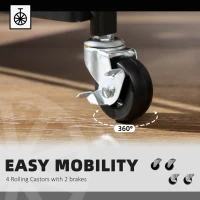 HOMCOM 3 Tier Storage Trolley Cart, Foldable Rolling Utility Cart with 3 Mesh Baskets, 4 Removable Hooks for Living Room, Laundry and Kitchen, Black(m-6)