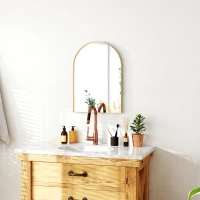 HOMCOM Miroir mural arqué miroir de salle de bain avec cadre en alliage d'aluminium pour chambre salon entrée 50 × 70 cm or(m-8)