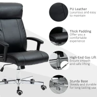Vinsetto Massage Office Chair, PU Desk Chair with 6 Point Massage, High Back Computer Chair with Metal Legs, Thick Seat, Remote Control and Adjustable Height, Black(m-8)