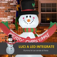 HOMCOM Pupazzo di Neve Gonfiabile Gigante Alto 243cm con Luci a LED Decorazione da Esterno o Giardino(m-4)