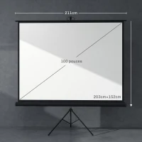 HOMCOM Écran de projection 100 pouces avec support trépied hauteur réglable, écran 4K HD 4:3, films en intérieur/à l'extérieur(m-3)