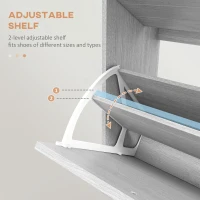 HOMCOM 12-Shoe Flip Drawer Storage Cabinet - Grey Wood-Effect(m-5)