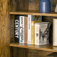 HOMCOM Farmhouse 4-Door Cabinet, Freestanding Tall Cupboard with Storage Shelves for Bedroom & Living Room, Rustic Wood Effect(m-8)