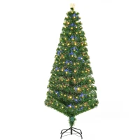 HOMCOM Sapin Arbre de noël Artificiel Lumineux 180cm avec Fibre Optique+230 LED 8 Modes Scintillants Vert Neuf 61(m-10)